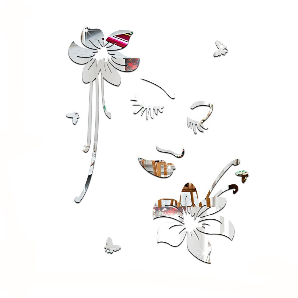 Bloemen spiegel muursticker 3d tv achtergrond stickers doe-het-zelf muurdecoratie sticker stickers kunst muurschildering slaapkamer badkamer decoratie