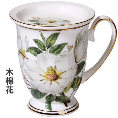 Koffie Mok Met Deksel 300Ml Wit Bone China Porselein Thee Kopjes Met Deksel Luxe Dessert Schotel Engeland Middag thee Mok: 2