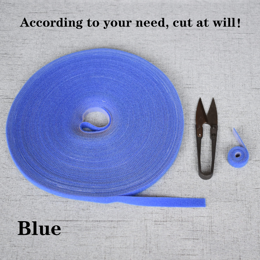 Wide1cm Lengte 5M Magic Tape Klittenband Dubbelzijdig Fastener Bonding Zonder Lijm Voor Vlinderdas Riem Desktop accessoire: Blue