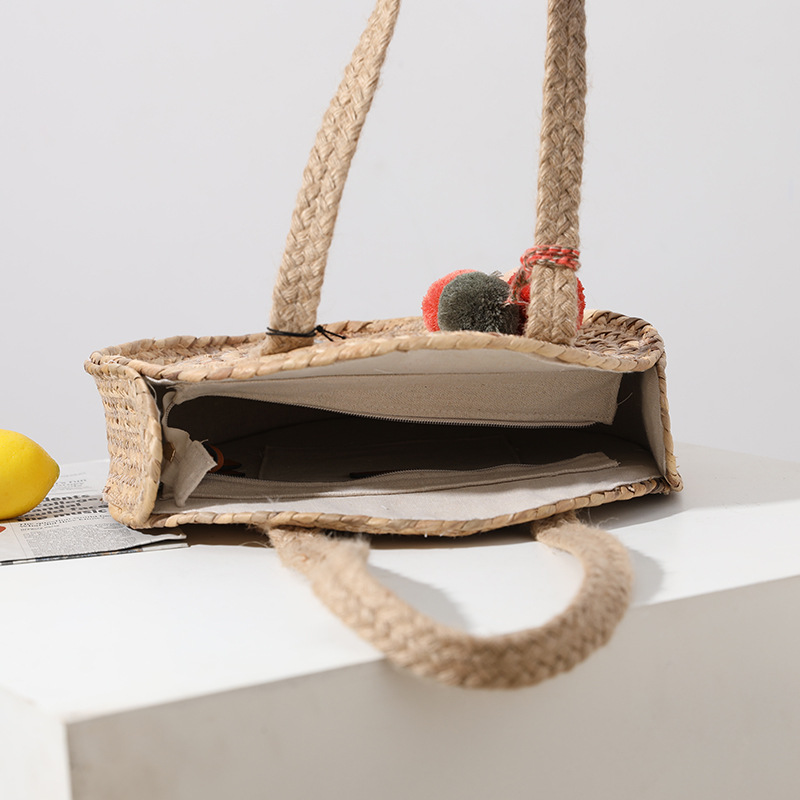 Leuke Haar Bal Strozak Grote Capaciteit Ronde Niche Geweven Zak Vrouwen Een-Schouder Hand-Held strandtas