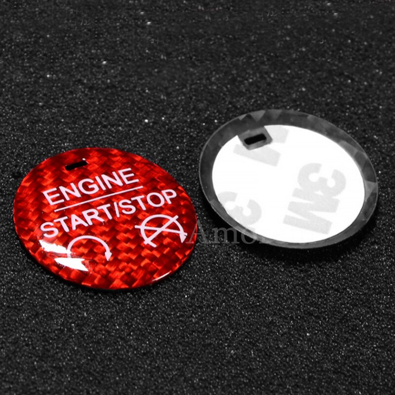 Carbon Fiber For Ford Mustang Engine Start Stop Button Sticker Cover Car Styling Accessories