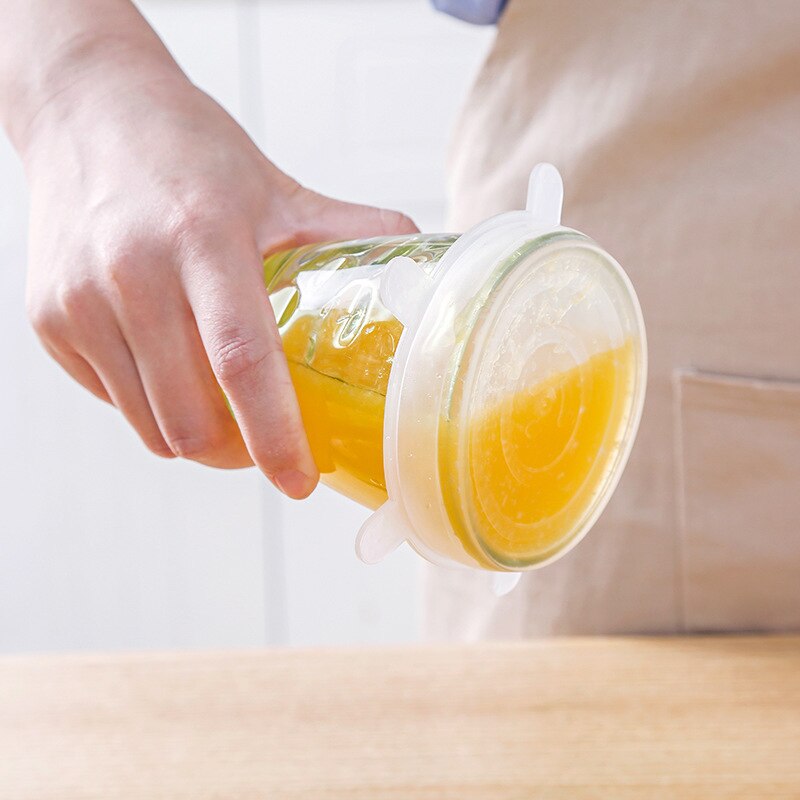 Couvercle scellé en plastique Silicone | 6 pièces, couvercle pour conservation des aliments de alimentaire, couvercle de cuisine, film extensible, couvercle peut être recyclé, outil ménager