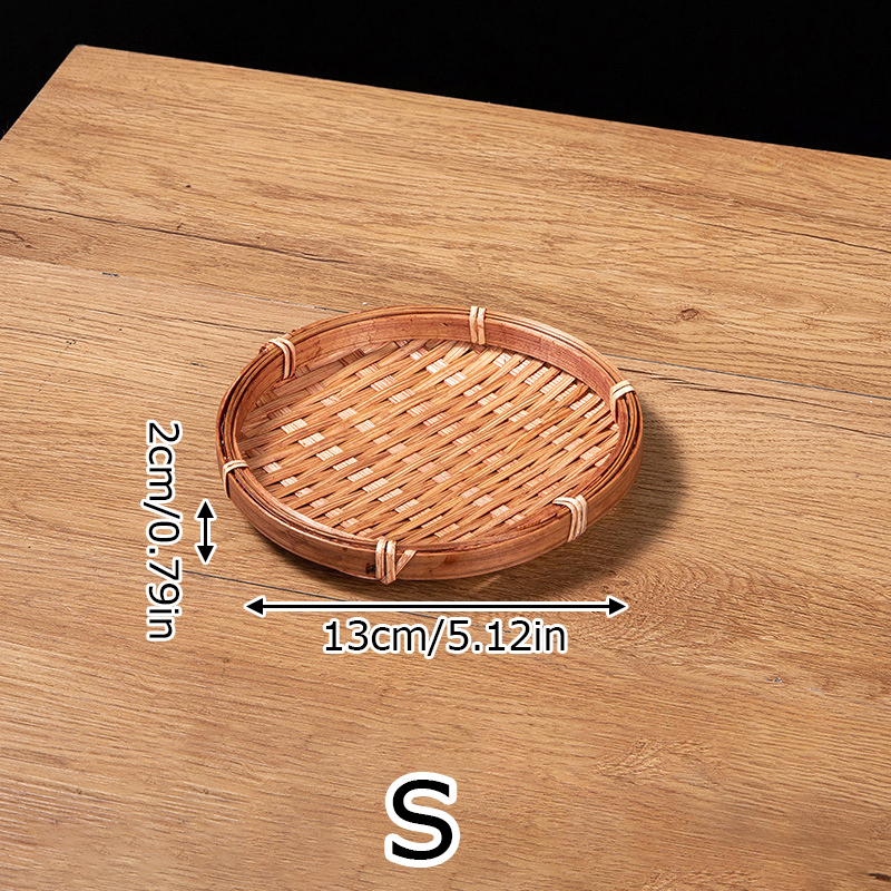 Cesta tejida de bambú, bandeja plana de mimbre redonda, cesta de frutas tejida, almacenamiento de alimentos, bandeja poco profunda, bandeja decorativa para servir para el hogar y la cocina: Azul