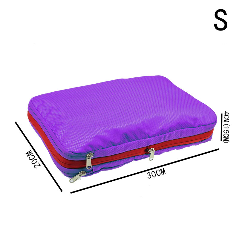 Men Women Black Nylon Travel Bag Waterproof Large Capacity Foldable Travel Bag Organizer Compression Packing Cubes Waterproof: Purple S