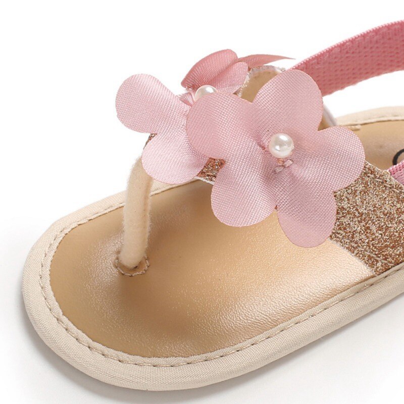 Sandalias de princesa Floral planas romanas antideslizantes zapatillas de suela suave zapatos de bebé recién nacido 0-18M zapatos para niñas