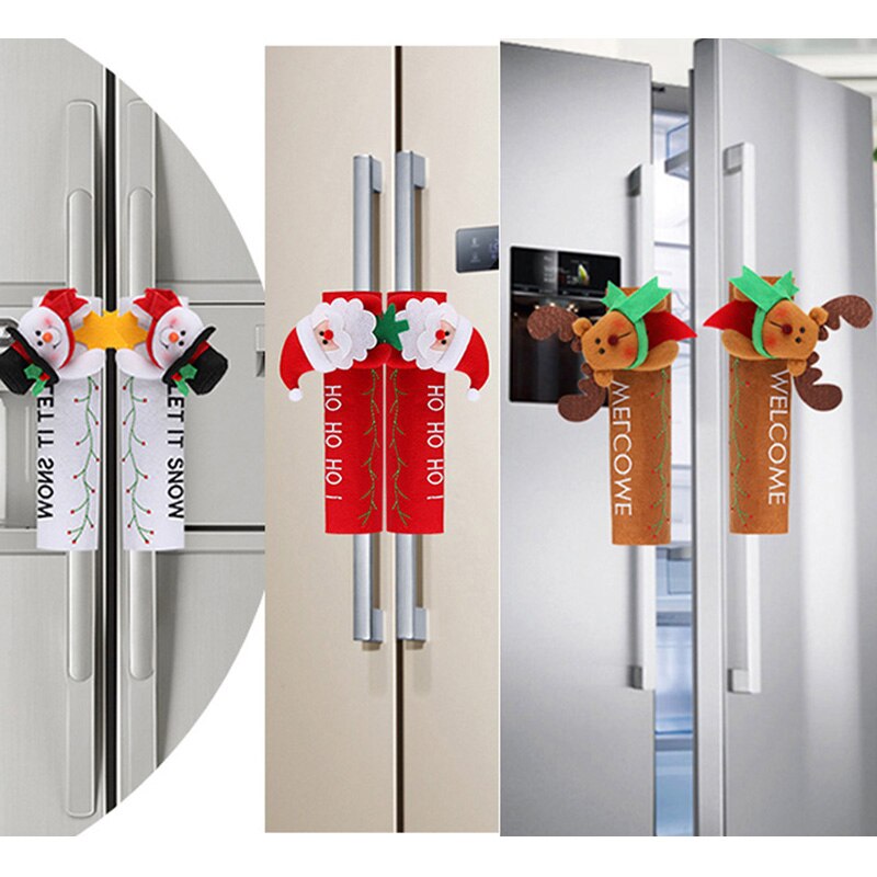 Pomo para manija de puerta de refrigerador de cocina, cubierta de tela, decoración de venado navideño, 1 Uds.