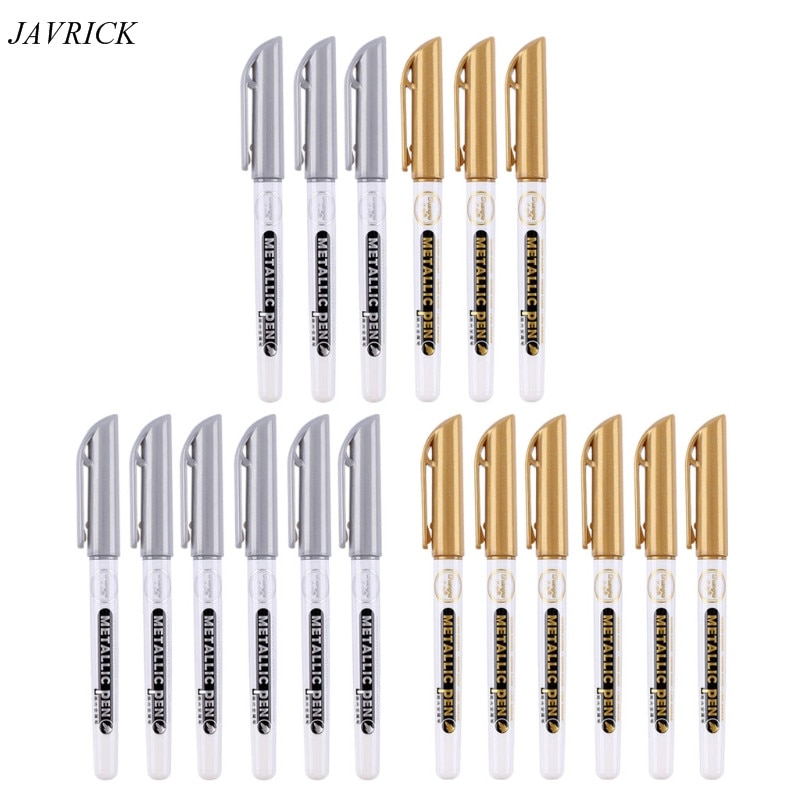 6Pc Gold Silber Epoxid Harz Zeichnung Stift Gold Blättert Punkt Stift Marker Acryl Farbe Höhepunkte metallisch dauerhaft Marker