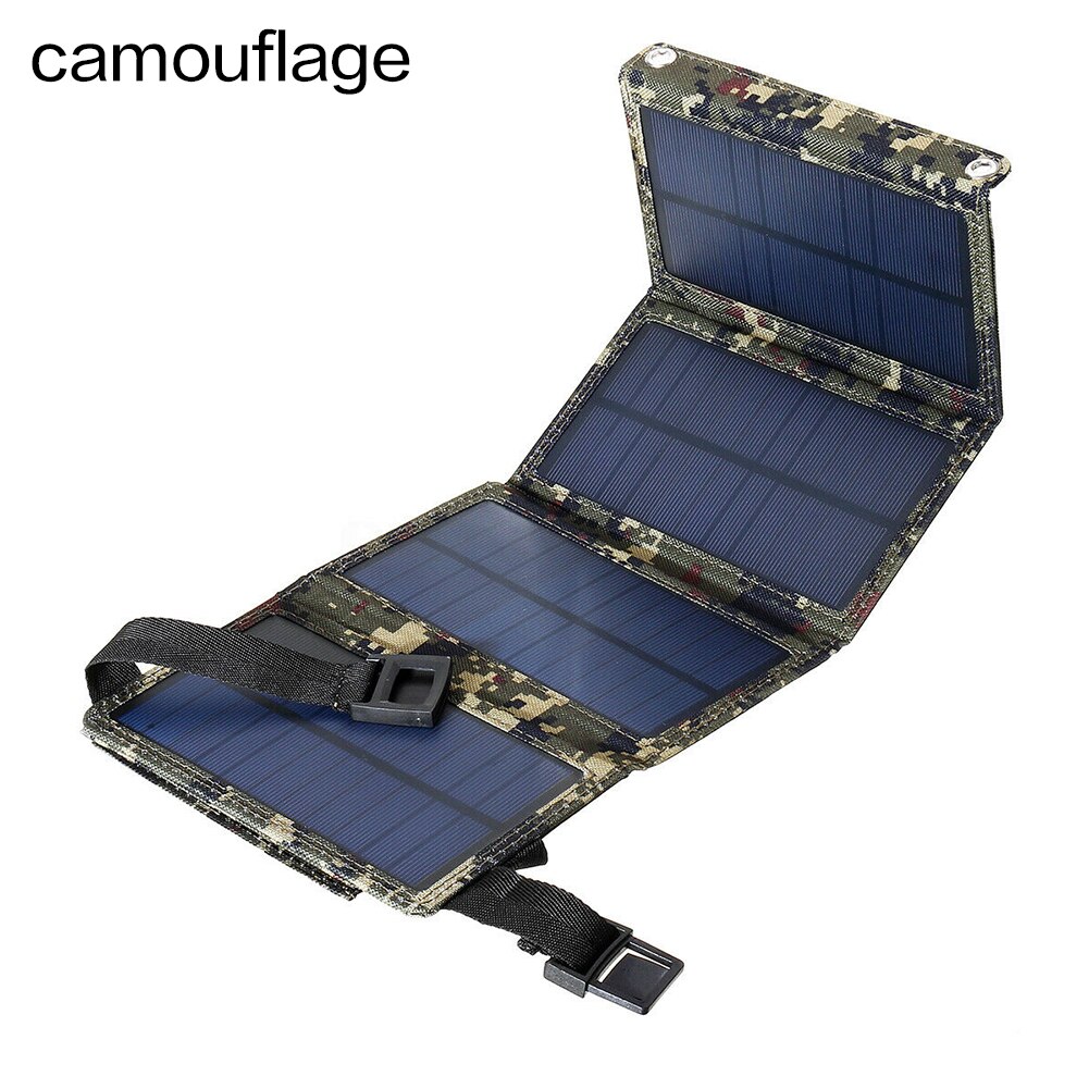 Foldbar 20w usb solcellepanel bærbar foldbar vandtæt solcelleoplader mobil strømoplader udendørs udstyr: Camouflage