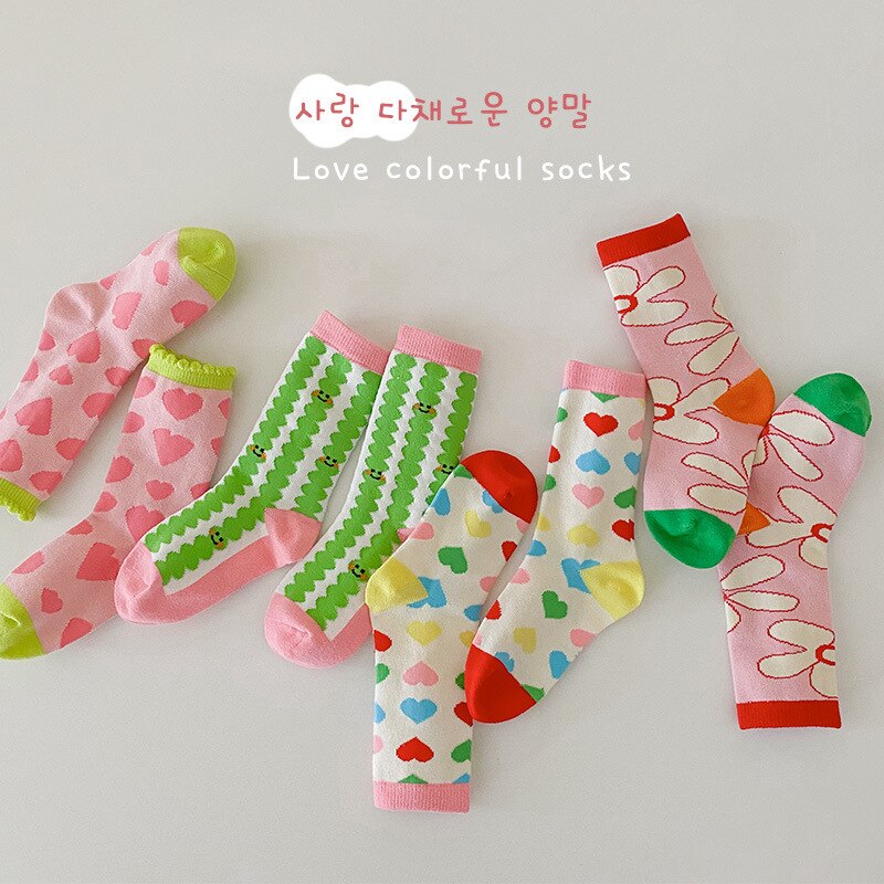 2022 nuovi calzini per bambini di moda coreana 4 paia/lotto primavera Cartoon fiori neonate calzini per 1-8 anni bambini