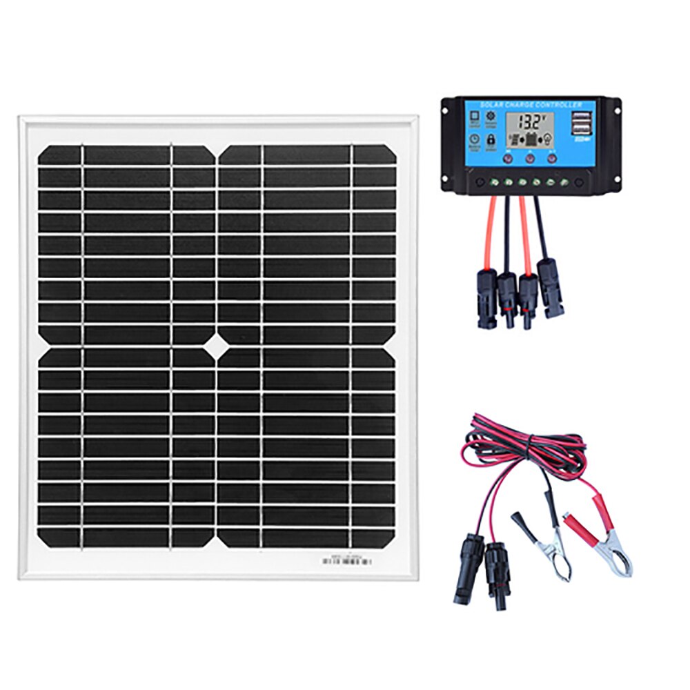 10W zonnepaneel set zonnepanelen 12V Kit Glas Solar Charger System Voor Light Camera Powerbank Auto Rv Boot Waterdicht Monokristallijn reizen: 10w kit