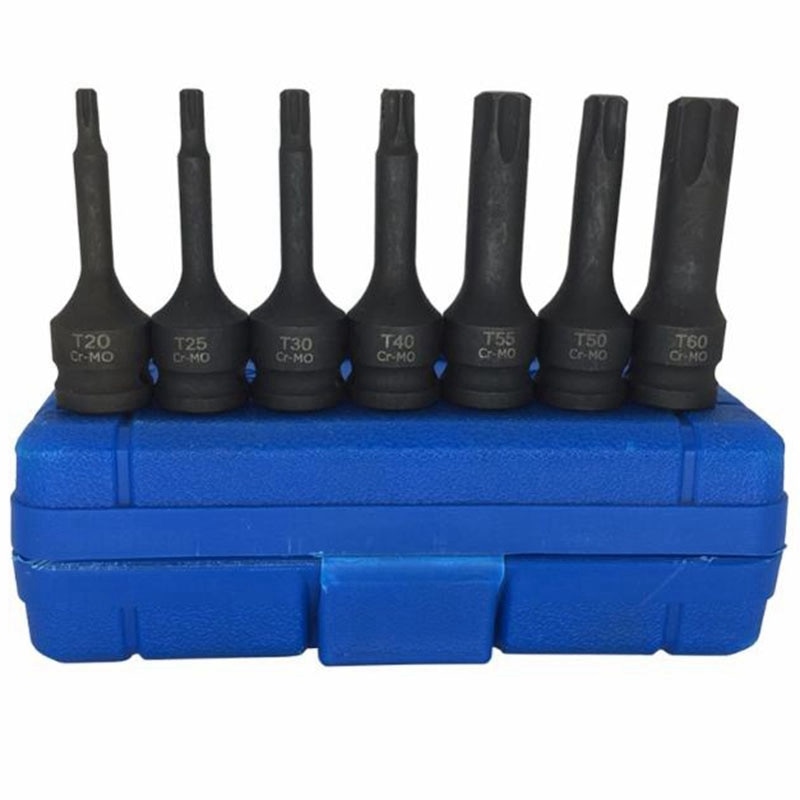 7 Pcs Impact Socket Bits 3/8 Inch Driver Metrische Star Torx Hex Spline Ratchet Schroevendraaier Bit Socket Set Gereedschap