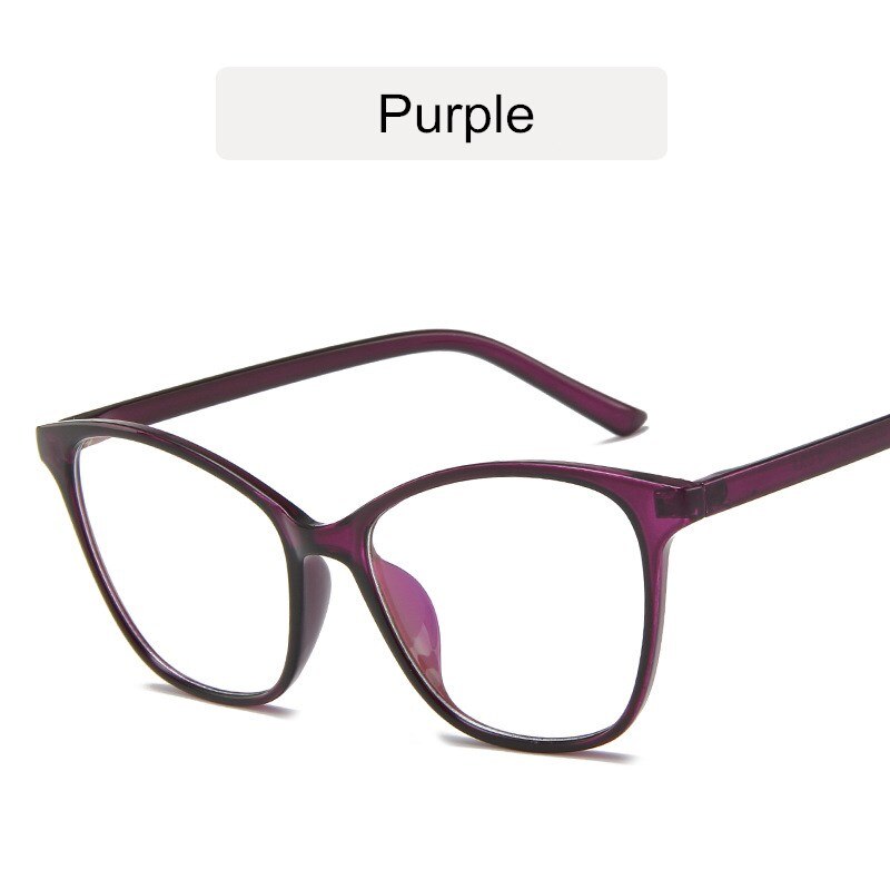 KOTTDO Vintage Cat Eye Glasses Frame Women Retro Classic Eyeglasses Frames Men Plastic Clear Transparent Glasses: purple