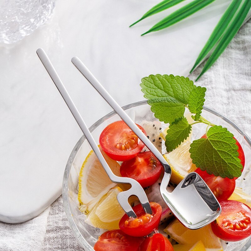 Stainless Steel Spoon Long Handle Ice Cream Scoop Tea Coffee Mixing Spoon Dessert Fruit Fork Home Kitchen Decorative