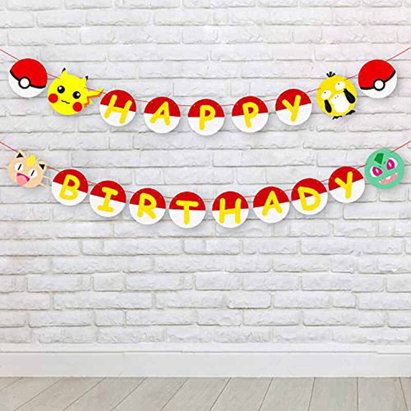 Cartoon Happy Birthday Banner Birthday Party Supplies Video Parties Banner Themed Party Favors Wall Decorations for Children