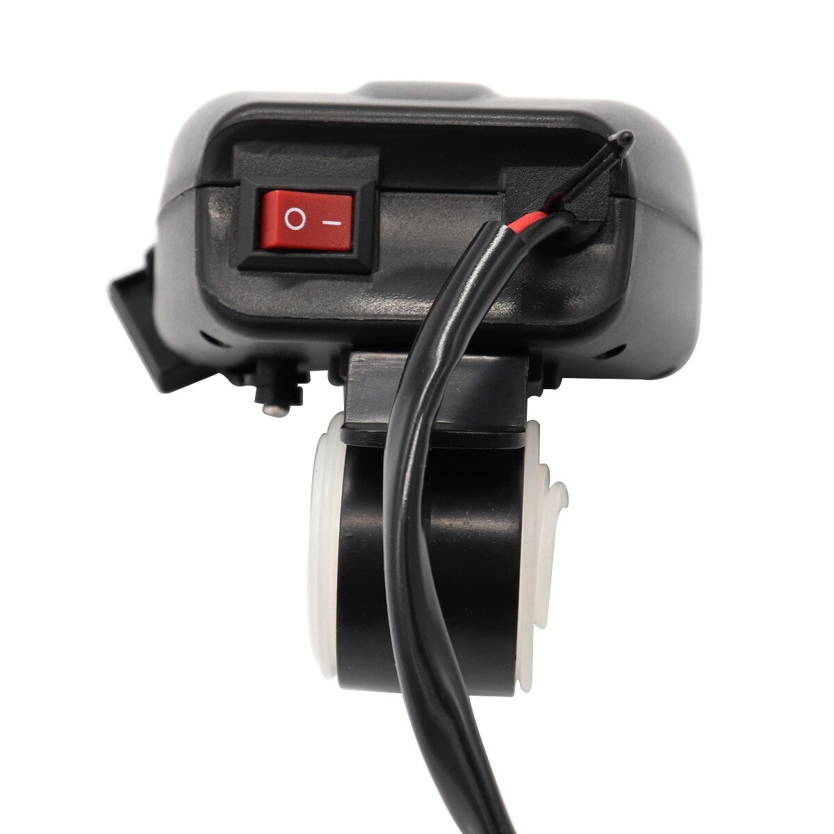 Chargeur usb double étanche pour moto 5v en 4.2a et voltmètre avec affichage de la tension et de la température pour montage sur guidon 7/8 et 1 "
