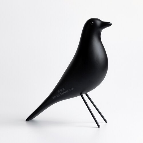 Trä i mitten av århundradet fågelfigurer hus fågel djur staty duva av fred europeisk maskot hem bar kaffe dekor dekorativa: Svart  h22.5cm