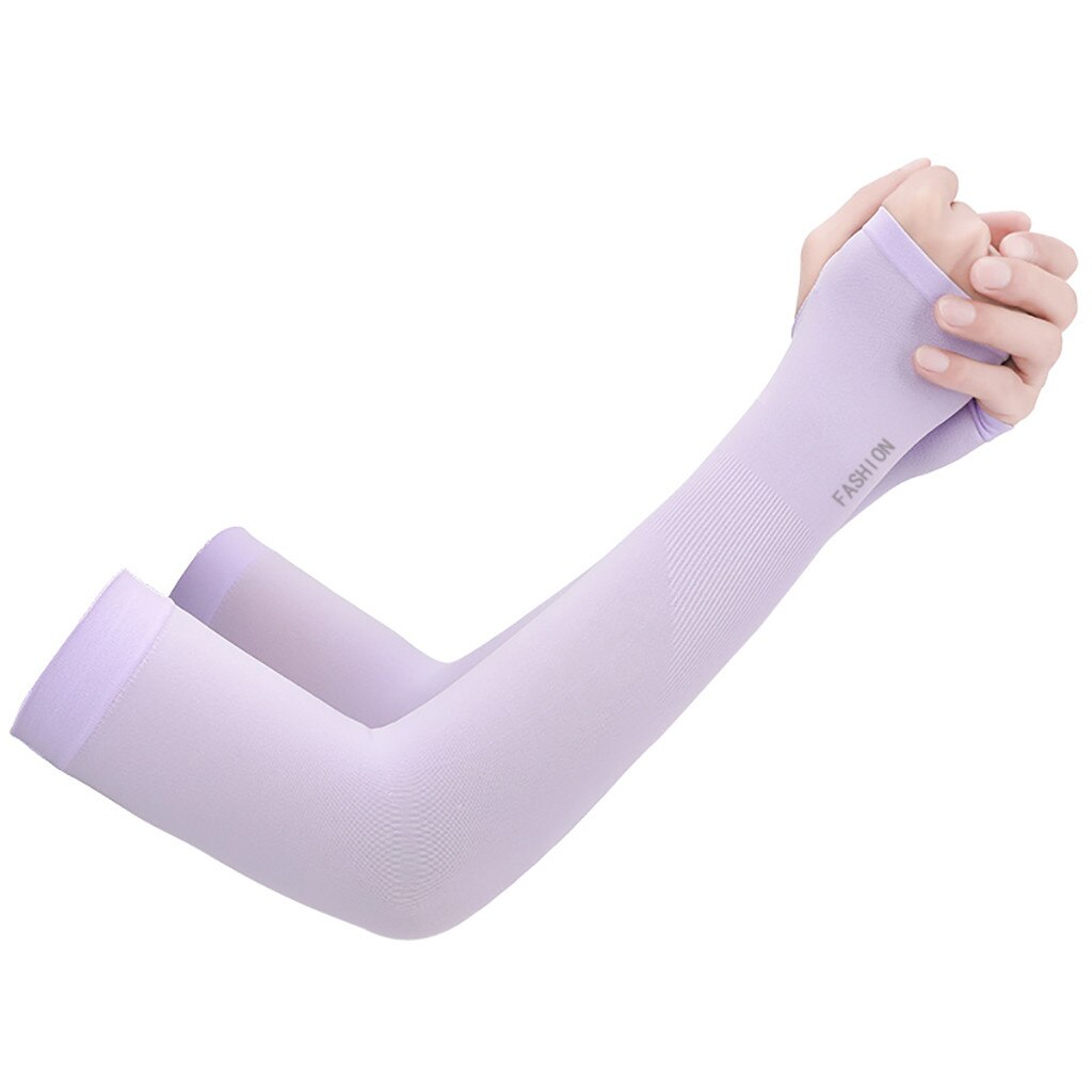 2 PCS Arm Sleeves Ice Fabric Sun UV Protection Cooling Warmer Arms Sleeve Summer Sun Cool Outdoor Solid Color Arm Sleeve Unisex: Purple