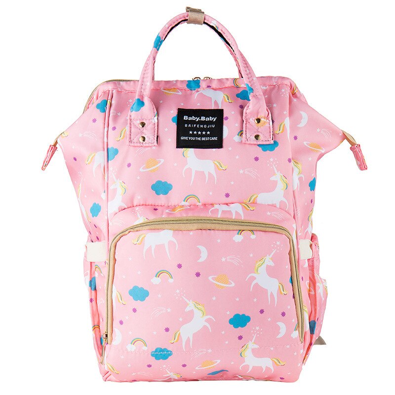 Stijl Gedrukt Multi-Functionele Mummie Zak Verpleging Mother 'S Zak Moederschap Pakket Verkoop Baoma Mode Rugzak: Unicorn Pink