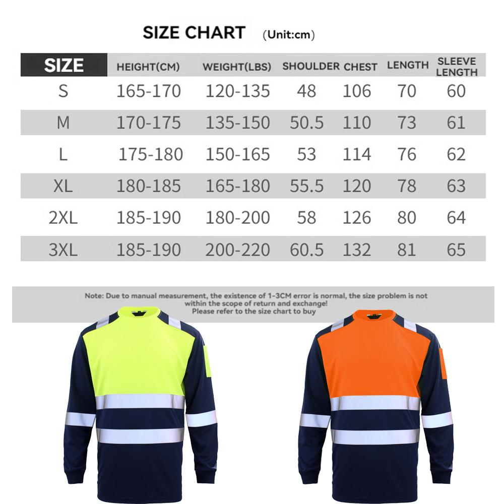 Hochsichtbare Sicherheitshemden, reflektierende Langarmshirts mit reflektierenden Streifen, Darm sichtbare Sicherheitshemden, Arbeitskleidung, Darm sichtbare Arbeitskleidung