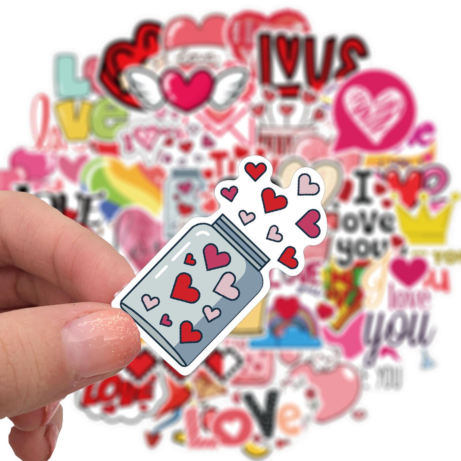 10/30/50Pcs Valentijnsdag Roze Liefde Graffiti Koffer Notebook Mobiele Telefoon Skateboard Kinderen Waterdichte sticker