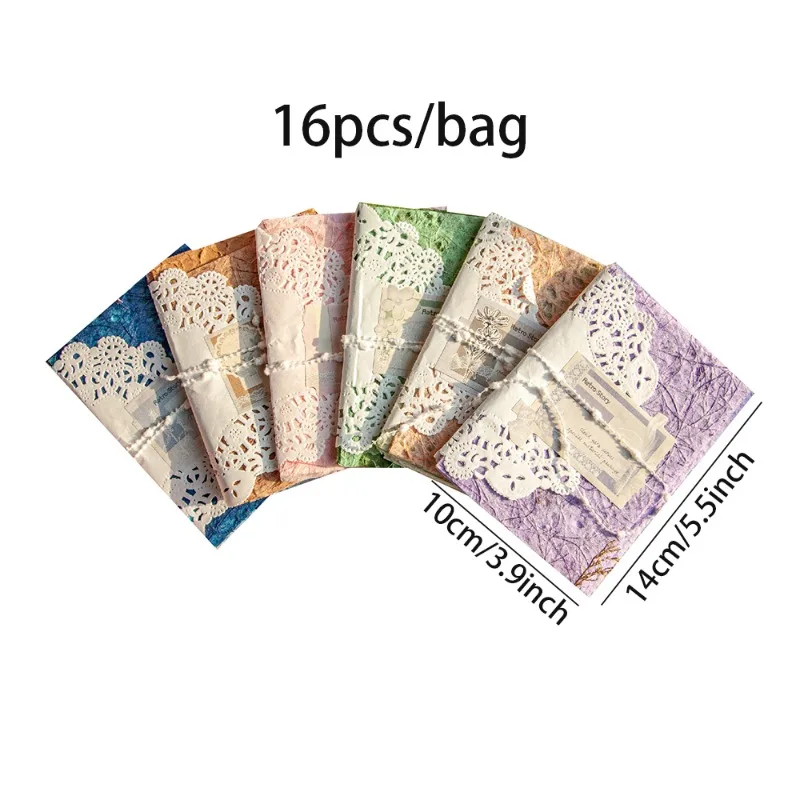 Mr. Paper 6 Style 16pcs/pack Light Retro Hollow Handbook Decorated Base Paper Blend Materials DIY Notebooks Dairy