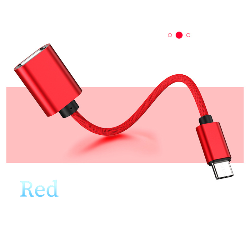 Cable adaptador OTG tipo C USB 2,0 A hembra A tipo C macho para Samsung, Huawei, Xiaomi, teléfono inteligente, tableta, unidad Flash de datos: Rojo