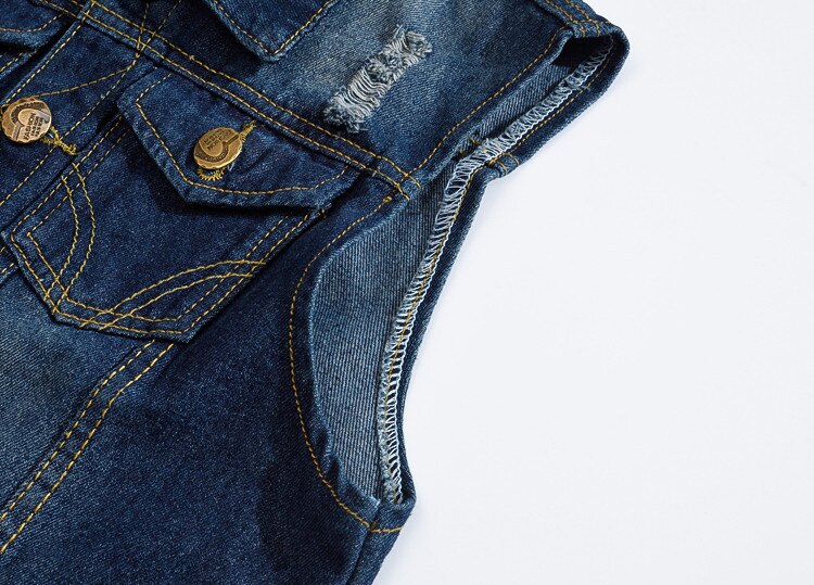 DIMUSI Mannen Denim Vest Vintage Mouwloze Gewassen Jeans Vest Man Katoen Cowboy Gescheurde Jas Mannelijke Vest 5XL,YA663