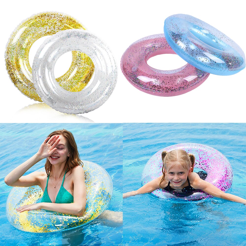 Bambini del bambino di Età Paillettes Trasparenti Anello di Nuoto Anello del Collo Del Tubo di Sicurezza Infantile Galleggiante Cerchio per WaterBathing Anello Gonfiabile