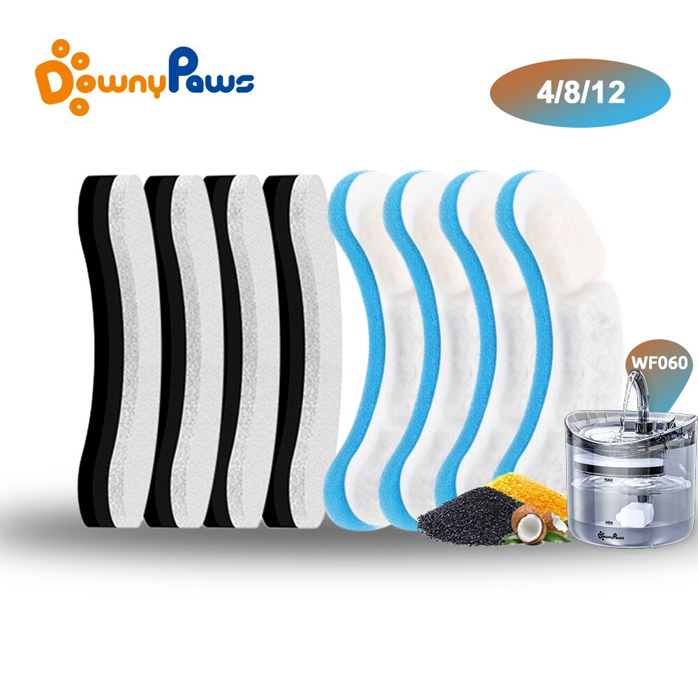 DownyPaws-Filtros de carbón activado para bebedero de mascotas, accesorio de repuesto para fuente de agua automático de gato, tipos WF050/WF060, por 4, 8 y 12 uds.