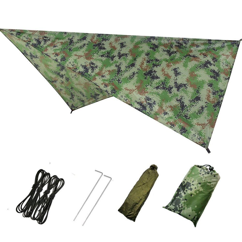 Camping Canopy Lightweight Camping Tarp Shade Waterproof Umbrella For Picnic Hiking Outdoors Garden 2 Size Camouflage And Green