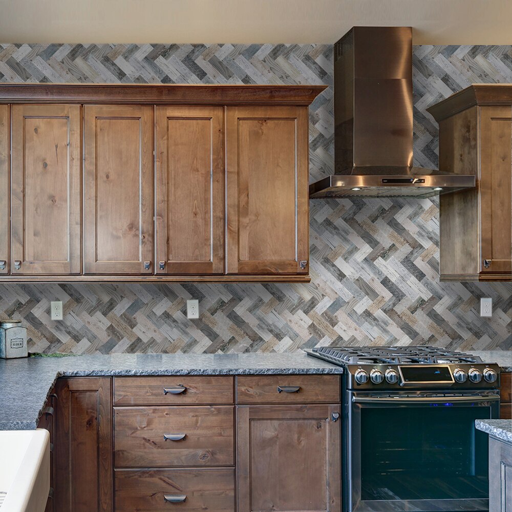 Funlife® american style™ 14 kpl kalanruoto luonnollinen puu backsplash laatta lattia tarra makeover vedenpitävä kylpyhuone keittiö tarrat
