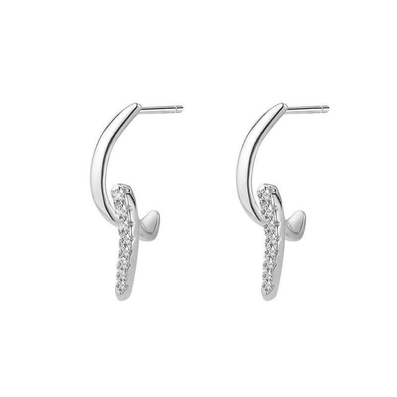 Echte, zierliche ohrstecker aus sterlingsilber mit zirkonia-spirale, 925 stück , für damen und mädchen