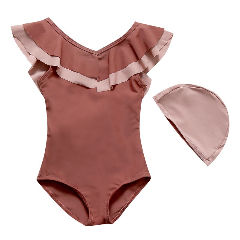 Robe une pièce coréenne pour filles, à volants, dos ouvert, haut, Spandex, enfants, tenue d&#39;été