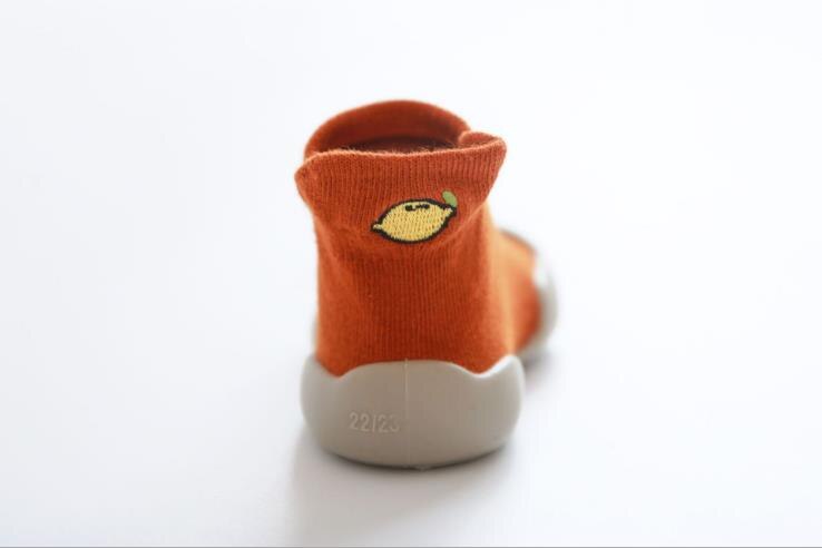 Bébé bambin chaussures bébé chaussures antidérapant chaussures chaussette plancher chaussures pied chaussettes fruit 5 couleurs 5 taille tz04: lemon / 126-27 inner 15.5cm