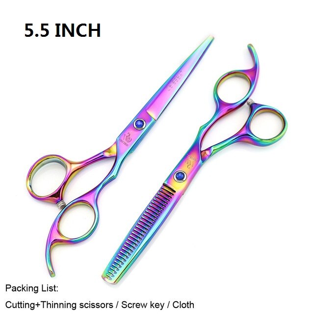 Japan Hair Scissors set Silver 5.5 INCH 6 INCH Hairdressing scissors Hair Cutting scissors Very Sharp Lyrebird: 5.5 INCH Set Rainbow