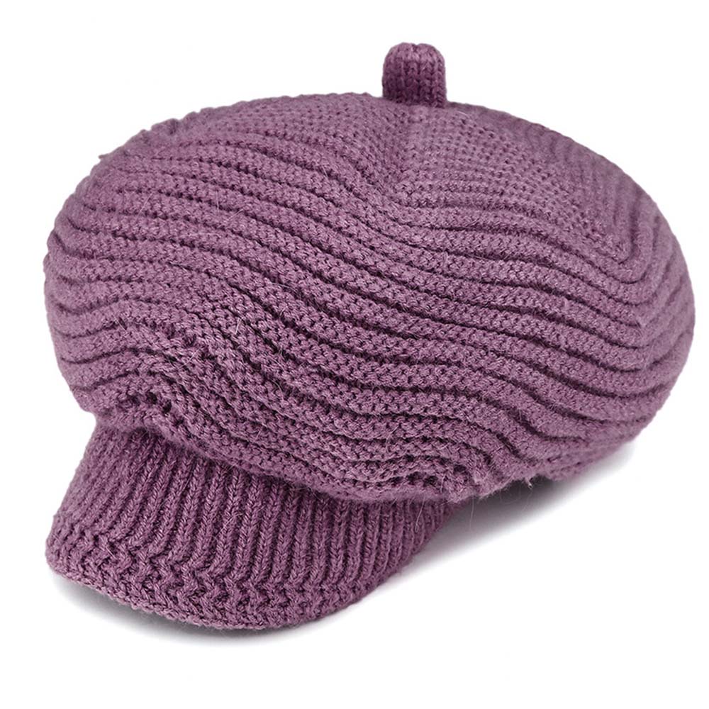 Hüte für Frauen Frühling Herbst Gestrickte Hütte Warme Mädchen Kappen Damen lässig Wolle Hütte Winter Mütze Frauen Kappe Winter hüte: HZ0002 Violett