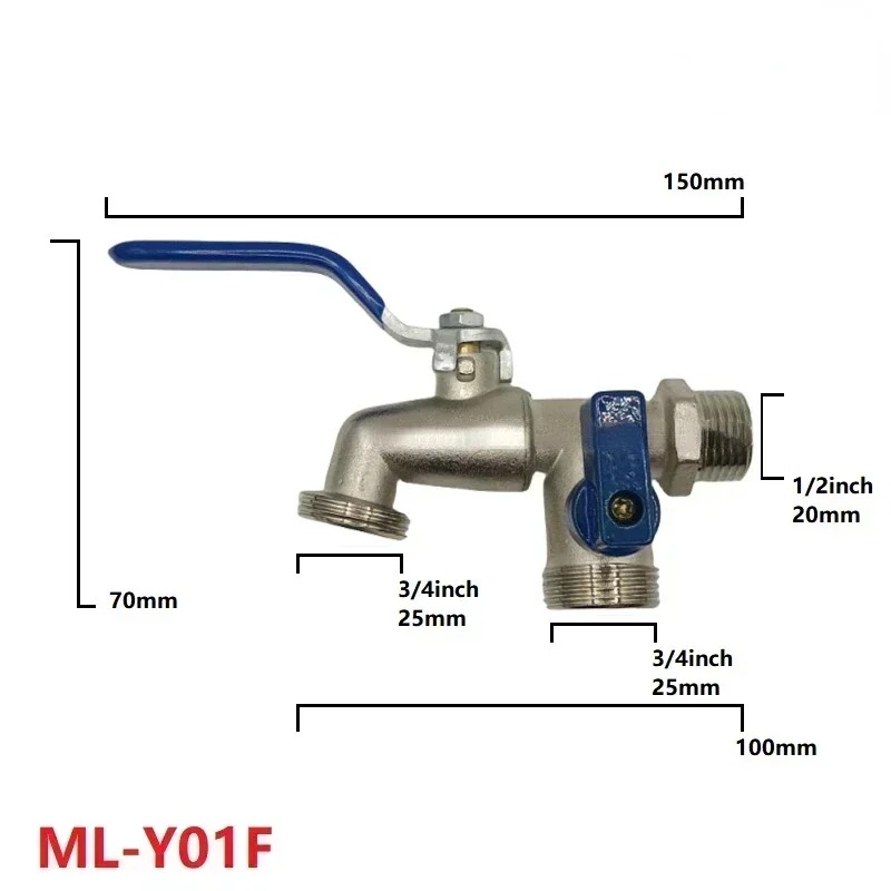 1/2 ''3/4'' Dubbele Hoofd Water Kraan Water Splitter Connector Koppeling Adapter Klep Schakelaar Tuinslang Irrigatie kraan Joint: WHITE