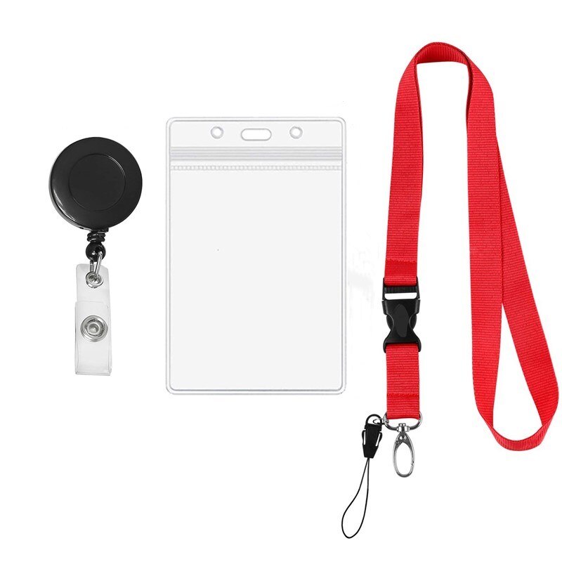 ID Badge Holder with Retractable Lanyard Name Badge Holdestudents Work Bank Credit Card Bus Card Case With Lanyard: Silver / Gray