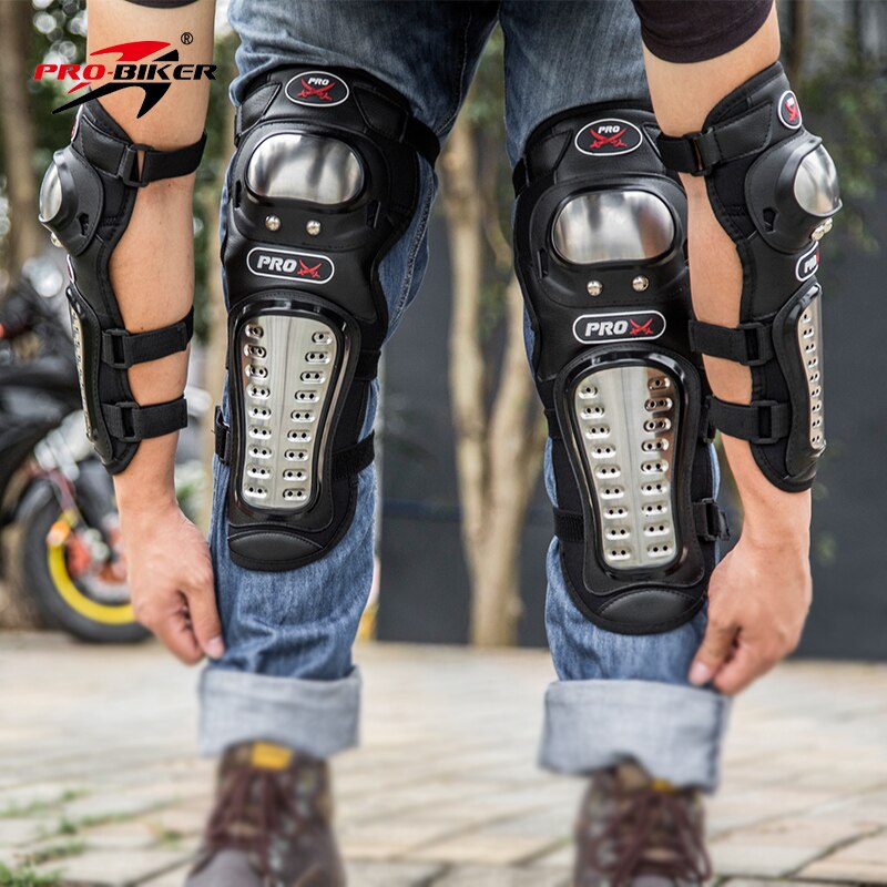 Protector de codos y rodillas para motocicleta, Protector de codo de acero inoxidable grueso para carreras, armadura protectora