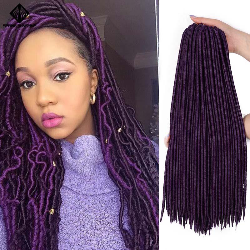 Spring Sunshine Synthetic 20inch Faux Locs Crochet Braids Purple Soft Dread Braiding Hair