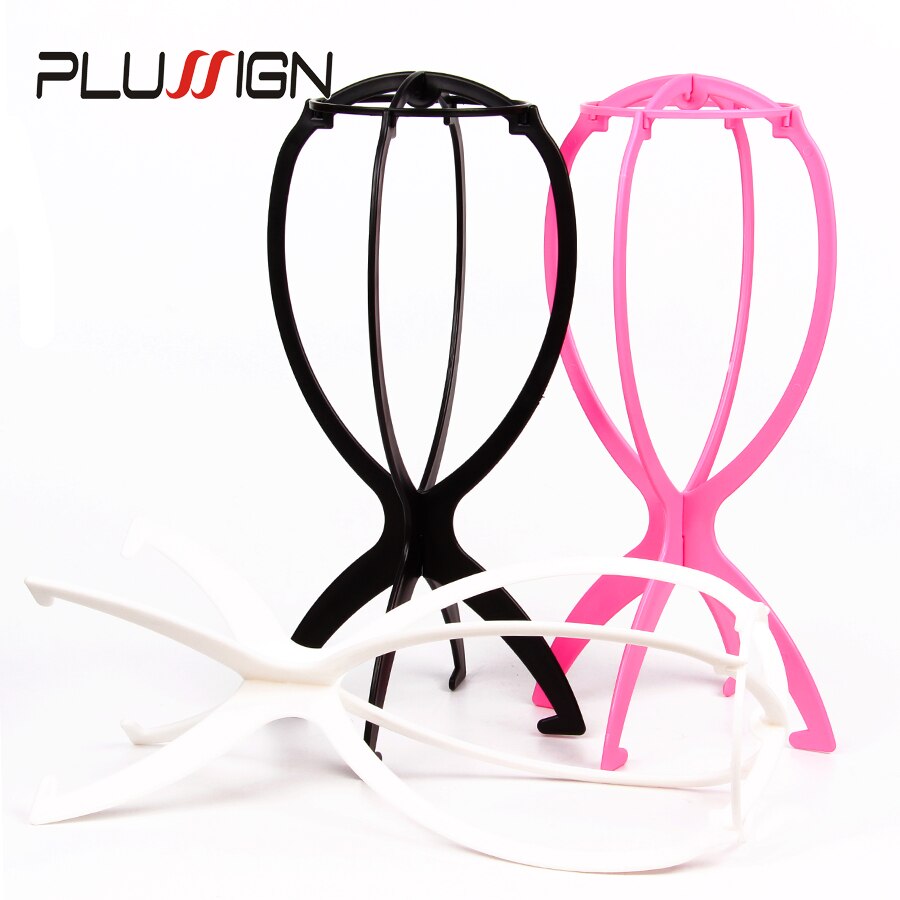 Hat paryk display stander sammenfoldelig bærbar paryk stander til styling tørring gør parykker paryk holder 1pc sort hvid pink