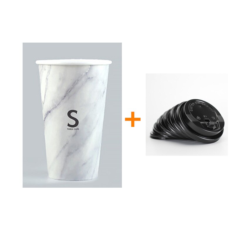 Paquets créatifs en papier pour café | Tasse à café jetable, boisson chaude à emporter 500ml thé au lait, boisson, tasses d'emballage de jus avec couvercles: cup and black lid / 400ml 14OZ 50pcs