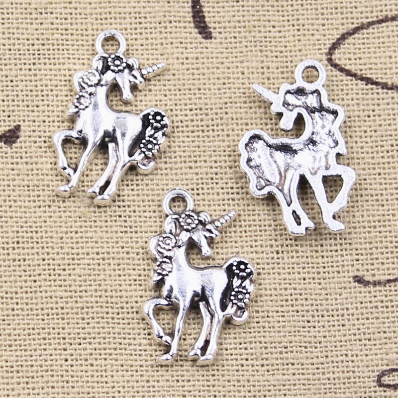 12Pcs Charms Paard Eenhoorn 23X15Mm Antiek Zilver Plated Hangers Maken Diy Handgemaakte Tibetaans Zilveren Kleur vinden Sieraden