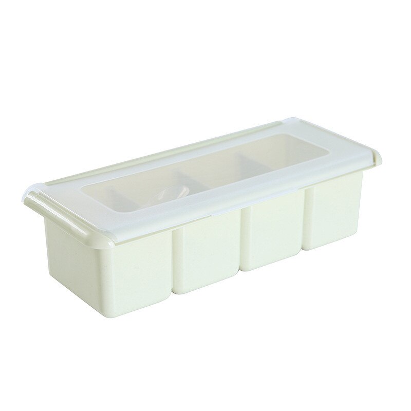 Kjøkken krydder oppbevaring krydderkrukke enkelt lokk krydderboks kjøkkenverktøy salt sukkerbeholder husholdningsoppbevaringsboks: Grønne 4 celler