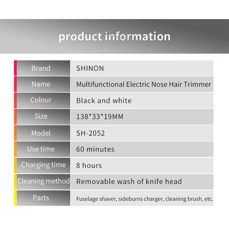 Shinon Nose Hair Clipper Stainless Steel Blades Nose Hair Trimmer 3 In 1 Usb Electric Facial Ear Hair Clippers Eu Plug