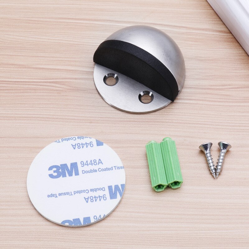 Stainless Steel Rubber Door Stopper Non Punching Sticker Hidden Door Holder Catch Floor Mounted Nail-free Door Stop Door Hardwar: 5