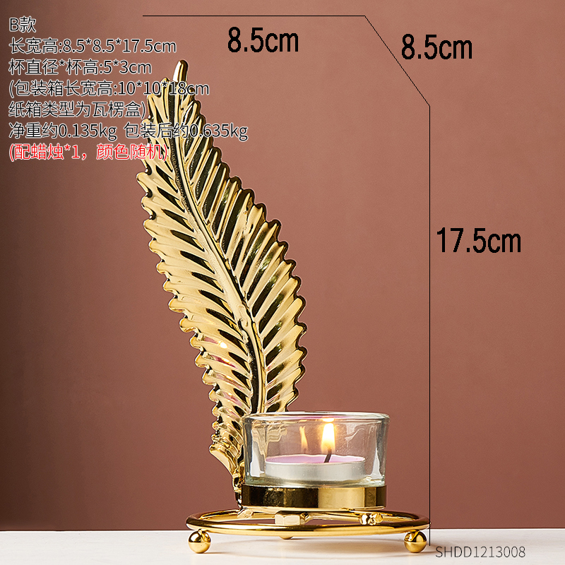 Portavelas de aleación de cobre de imitación decoraciones bodas fiestas candelabro planta de Metal dorado hojas candelabros MESA CENTRO DE MESA: Candle Holders-B