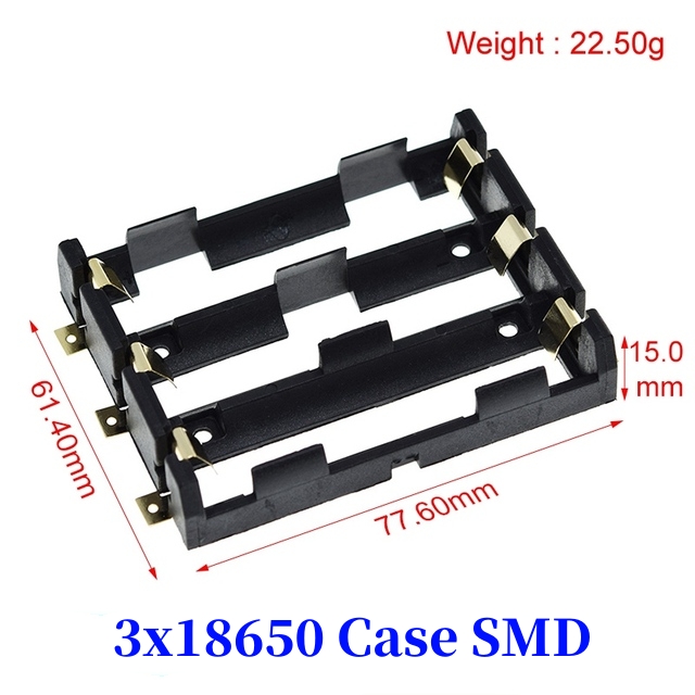 Caja de soporte de batería AA/18650 de tamaño estándar de plástico negro con cable de plomo 3,7 V/1,5 V Clip: Morado