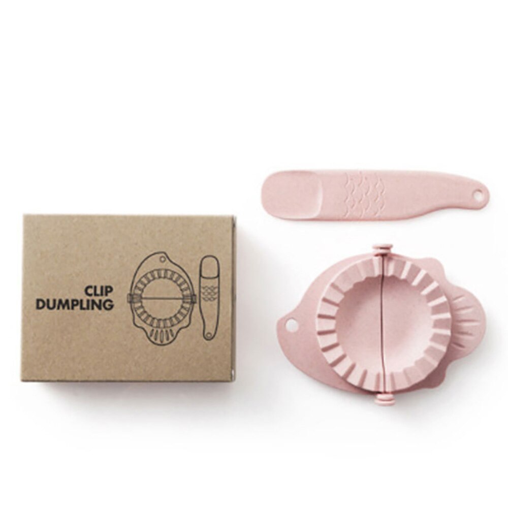 1 stk dumpling maker form husholdning dumpling værktøj automatisk dumpling skind halvmåne formet dumpling: Lyserød