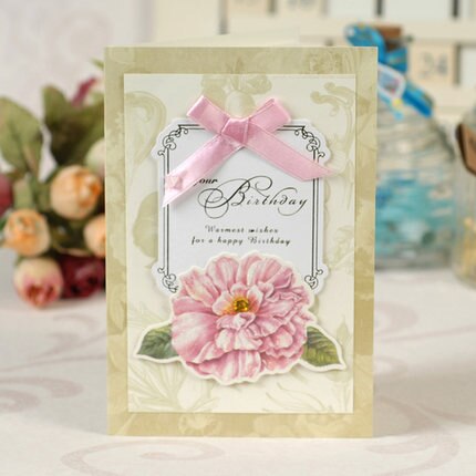 Eno gratulasjonspapir lagdelt 3d gratulasjonskort vintage håndlagde bursdagskort blomsterkort: 18ab-08